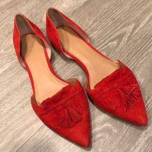 Jcrew red tassel flats